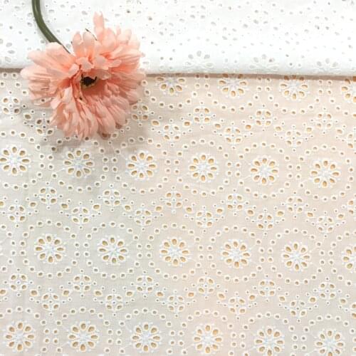 Pure Cotton Eyelet Floral Lace Fabric Circle Floral Cotton For DIY Costume Bridal Boho wedding Dress Beach Dress Blouse by yard