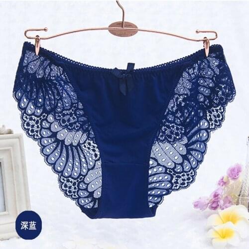 HW032 Hot Sale Underwear Women Sexy Lace Briefs Large Size Underpants Comfort Low Waist Seamless Transparent Panties Lingerie
