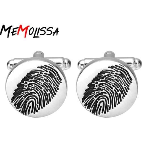 MeMolissa Fashion Silver Color Shirt cufflinks for mens fingerprint Design cuff links High Quality abotoaduras top grade Jewelry