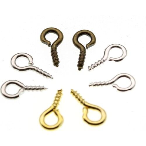 50pcs Metal Screw Eye Pins For Pendant Iron Screw Eye Hooks Clasps Necklace Pinch Bails Fit Drilled Beads Diy Jewelry Making