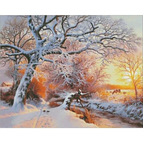Winter evening scenery patterns counted 11CT 14CT 18CT Cross Stitch Sets DIY Chinese Cross-stitch Kits Embroidery Needlework