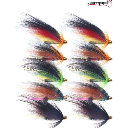 Vampfly 10PCS Brass Conehead Tube Juction Streamer Fishing Flies Set For Salmon Trout Fishing