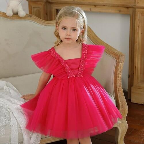 Princess Dress For Girls Sequin Elegant Wedding Party Prom Gown Children 3 4 5 6 7 8 Year Kids Evening Christmas Tutu Clothes