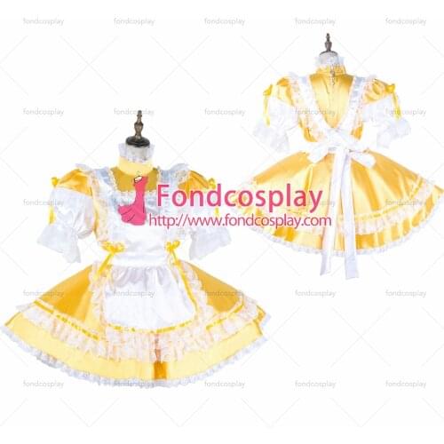 Sissy maid satin dress lockable Uniform cosplay costume Tailor-made[G2039]
