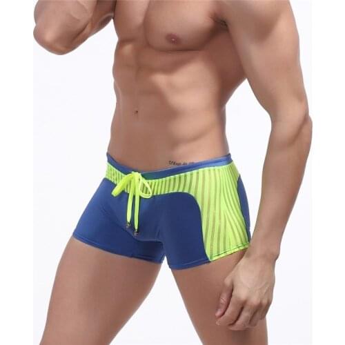 Transparent Stripe Sexy Mens Swimwear Swimming Trunks Men Swim Trunk Gay Bathing Suit Beach Bikini Boxer Shorts Bath Wear