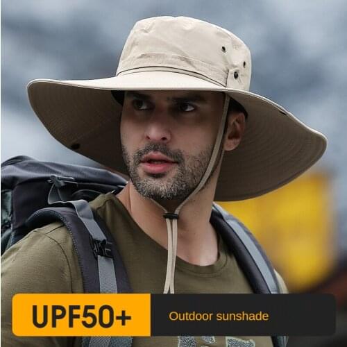 Men Summer Sunshade Fisherman Hat Sunscreen Anti Ultraviolet Big Brim Hat Outdoor Fishing Straw Hat Waterproof and Quick Drying