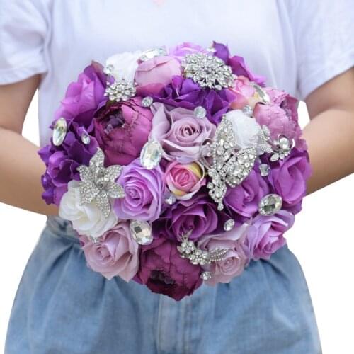 DIA 26CM New Design First Sight Bridal Bridesmaid Wedding Bouquet Handwork Wedding Artificial Flower Wrist Flower Boutonniere