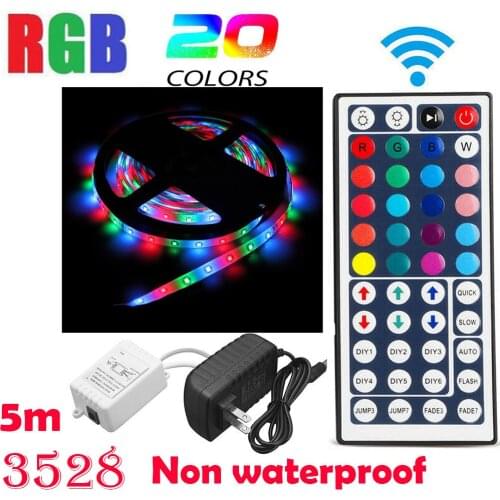 Led strip 220v remote 5-Meter No-Waterproof Flexible Color Changing RGB SMD 3528 300 LEDs Strip Light#4
