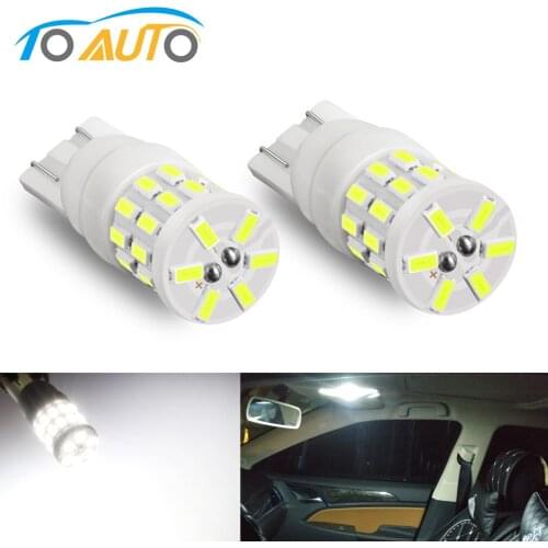 2pcs T10 W5W LED Bulbs 168 194 Led Ceramic 3014 Chips Car Clearance Lights Wedge Dome Reading License Plate Lamp Auto White 12V