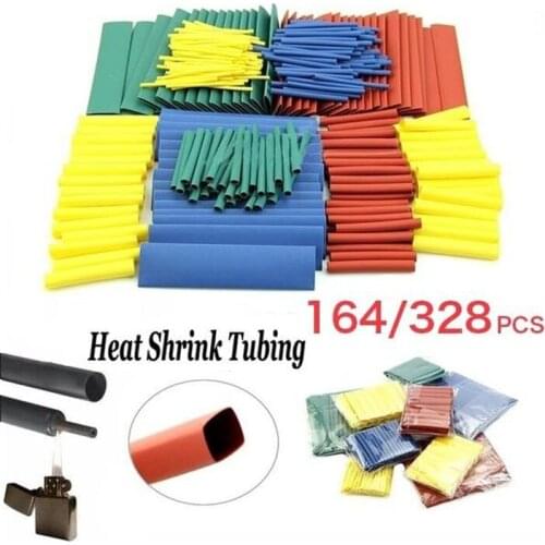 164PCS/328PCS Heat Shrink Tube Kit Shrinking Assorted Polyolefin Insulation Sleeving Heat Shrink Tubing Wire Cable 8 Sizes 2:1 s