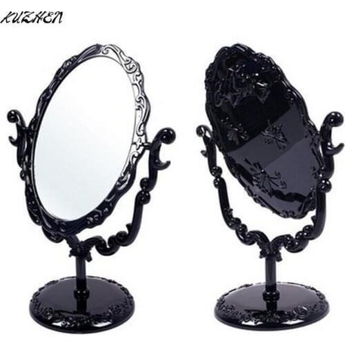 High quality Black Butterfly Rotatable Vintage Desktop Gothic Rose Stand Compact Makeup Mirror Small Size