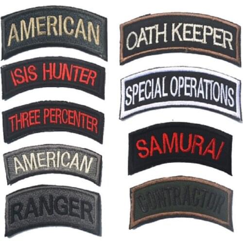 Embroidery Armband RANGER Patch ISIS HUNTER Patch CONTRACTOR Patch AMERICAN Patch SAMURAI Patch THREE PERCENTER Patch For Cloth