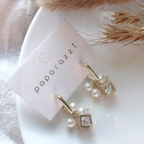 Womens Fashion Earrings Geometry Hollow Rhinestones Dangle Earrings Girl Tassel Crystal Pearl Jewelry Accessories for Women
