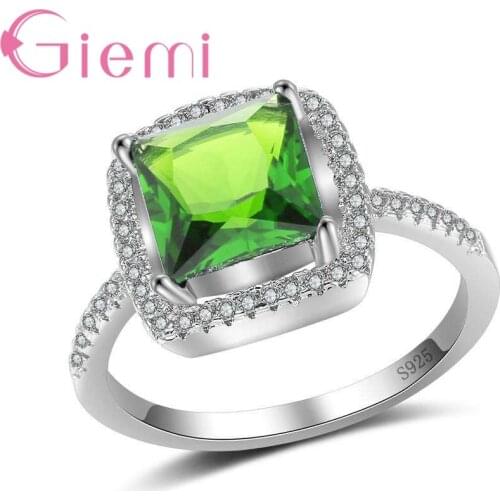 High Quality AAA Square Zirconia 925 Sterling Silver Rings For Women Gorgeous Wedding Anel For Elegant Lady Wholesale
