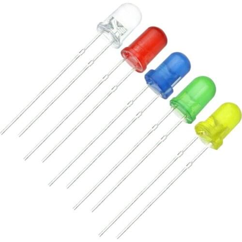 100Pcs/lot 5 Colors F3 3MM Round LED Assortment Kit Ultra Bright Water Clear Green/Yellow/Blue/White/Red Light Emitting Diode