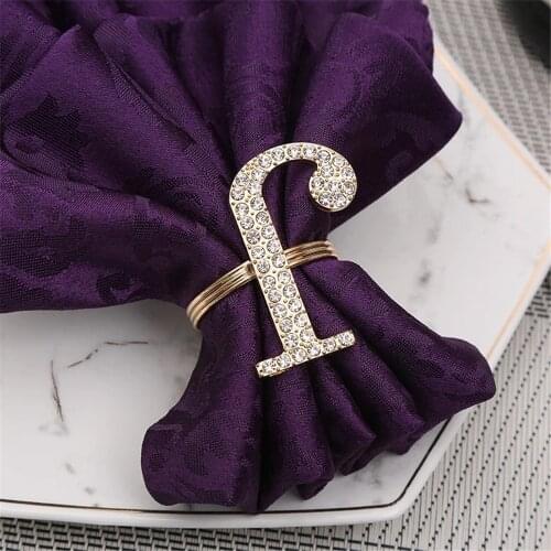 12 / PCS new diamond metal letter napkin ring napkin ring napkin ring Restaurant Hotel Home Accessories spot free shipping