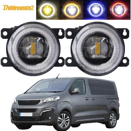 2 X Car Front Bumper Fog Light Assembly LED Lens Angel Eye DRL Daytime Running Lamp 30W 12V For Peugeot Traveller 2016 2017 2018