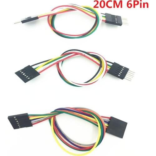 20pcs/lot DuPont Cables 20cm 6pin 2.54MM AWG26 cable electrique souple Jumper Wires Cables for Electronic