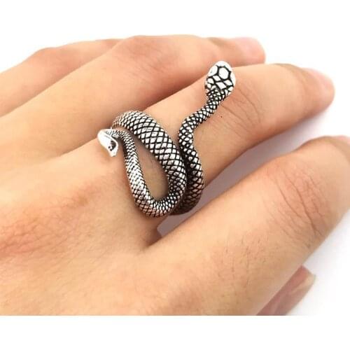 2021 Retro Punk Snake Ring for Men Women Exaggerated Antique Angle Adjustable Opening