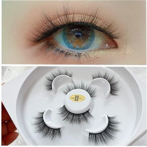 3 Pairs False Eyelashes Natural Lotus Plate 3D Imitation Mink Hair Thick Fake Eyelashes Eyes Beauty Makeup Tools Cosmetic