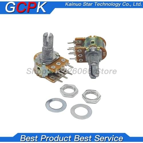 5pcs B1K B2K B5K B10K B20K B50K B100K B500K B1M 6Pin Shaft WH148 Potentiometer 1K 2K 5K 10K 20K 50K 100K 500K 1M