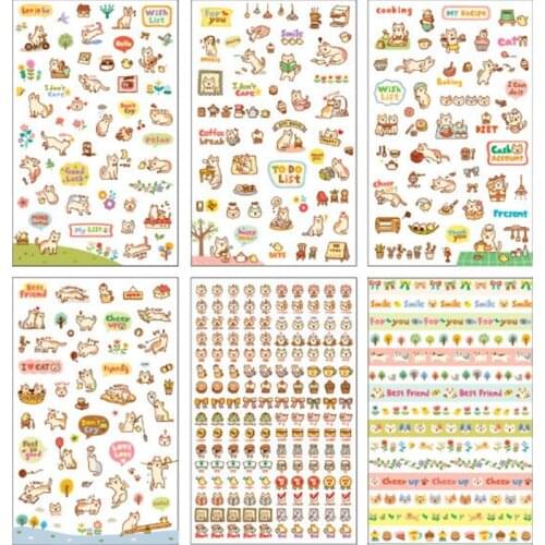 6 Sheets DIY Cute Cartoon Cat Paper Sticker for Scrapbooking Diary Decoration