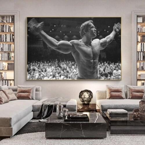 Arnold Schwarzenegger Bodybuilding Motivational Art Canvas Poster Print Fitness Inspirational Picture for Room Wall Decor