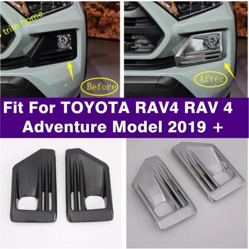 Car Accessories Front Fog Lights Lamps Cover Trim Chrome / Carbon Fiber ABS For TOYOTA RAV4 RAV 4 Adventure Model 2019 - 2021