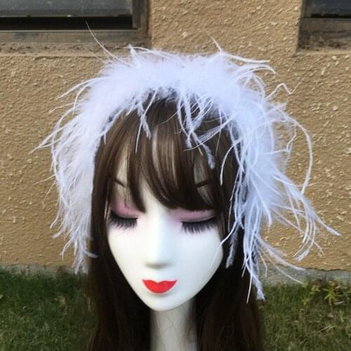 White headband, real ostrich feather headband, fairy photo headdress, bride photo headdress, retro hairpin, new KC