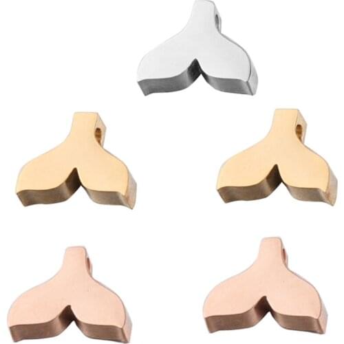 5pcs Stainless Steel Fish Tailloose beads Charms Pendant For Cord Leather Bracelet Necklace DIY Jewelry Making Wholesale