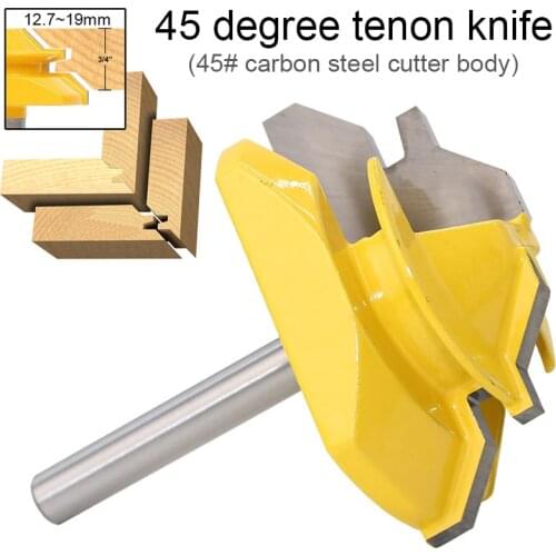 1 Piece 1/4" Shank 45 Degree Lock Miter Router Bit Woodworking Tenon Milling Cutter Tool Drilling Milling For Wood Carbon Steel