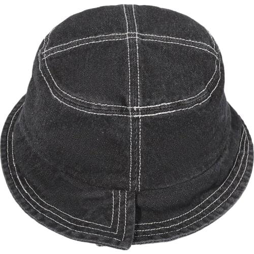 Black fisherman hat mens hat womens hat sun hat bucket hat new style hat spring and summer hat denim thick hat breathable