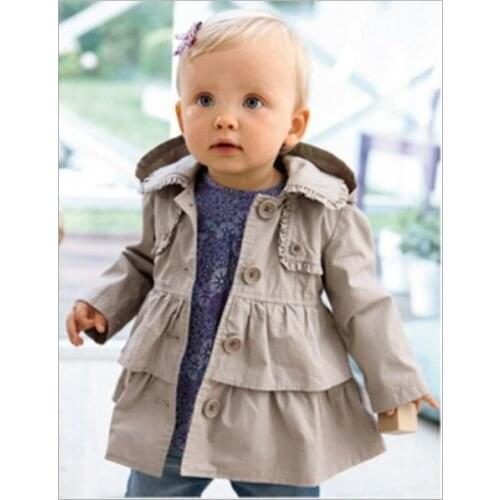 Kids Tales kid girls hooded jackets long 2019 Spring Autumn infant baby clothes Children coat casual outwear for 1-5 years gray