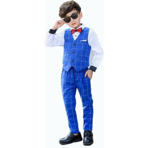 Childrens Formal Dresses Clothing Sets Flower Boys Suits Vests Pants Shirts Outfits Kids Hosts Weddings Piano Costumes