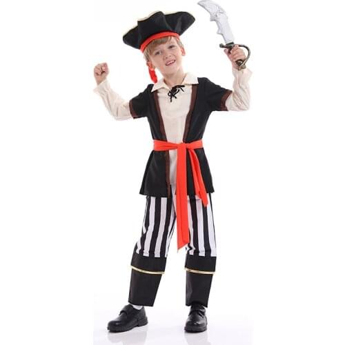 Kids Girls Halloween Pirate Cosplay Costume Pirate Captain Outfit With Hat Viking Clothing Carnival Party Fancy Dress