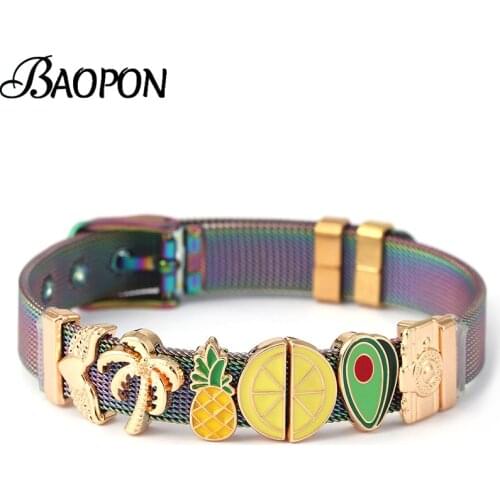 European Styles 10mm DIY Fashion Charm Slide Beads Keeper Mesh Bracelets For Women Brand Simple Bracelets Bangles Jewelry Gift