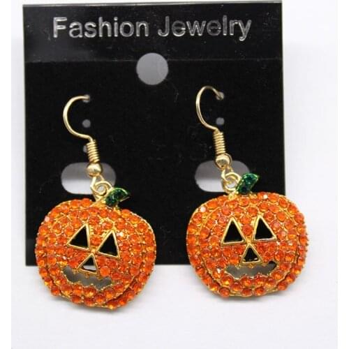 European fashion traditional Halloween pumpkin head lamp decoration lantern sway earrings pendants punk hip hop jewelry gifts