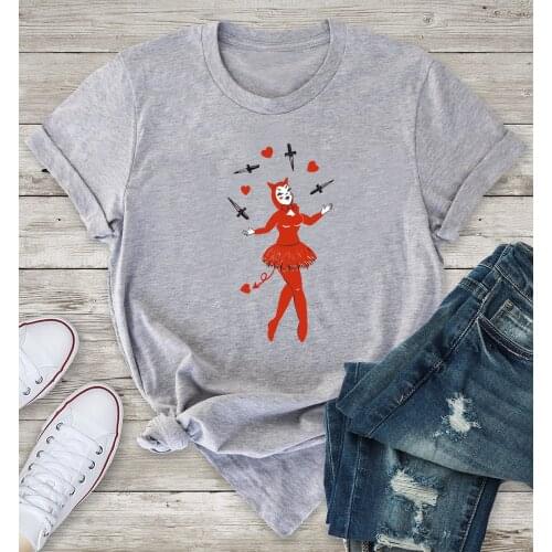 Colored Dagger Devil T-Shirt 100% Cotton graphic casual funny hipster unisex grunge tumblr women Fashion Clothes tshirt top tee