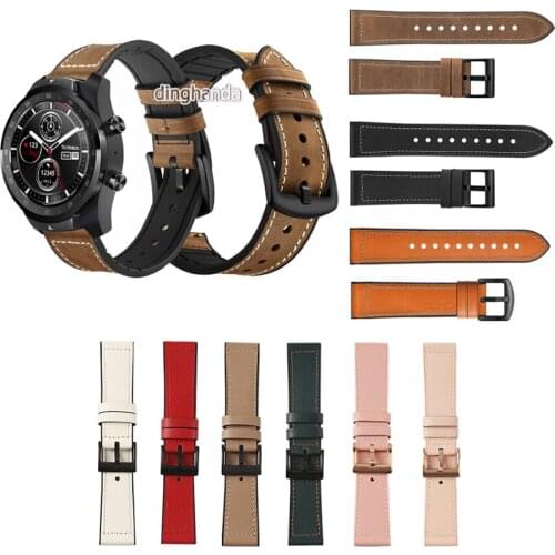 Leather Silicone Watch Band Strap for Ticwatch e 2 Pro Pro3 GTX Smart Watch Replacement Correa Wrist Bracelet straps bands