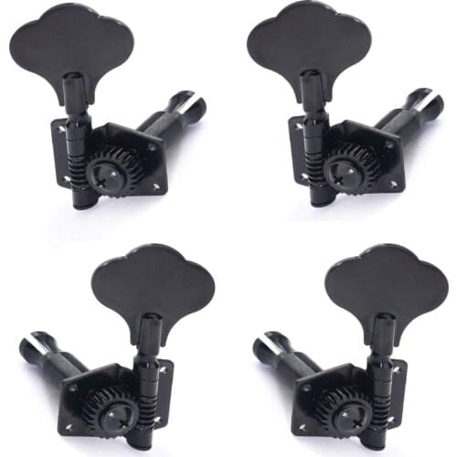 Musiclily 2R2L Open Gear Bass Tuners Tuning Pegs Keys Machine Heads Set, Black (4 Pieces)