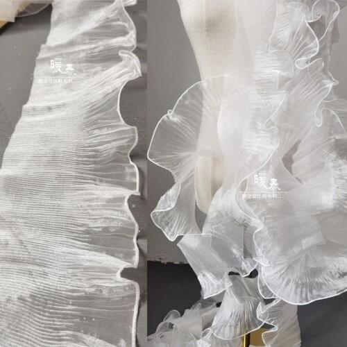 New Wave Pleated Lace Trim Ruffle Folds White Organza DIY Patchwork Decor Collar Cuff Skirt Wedding Dress Designer Accessories
