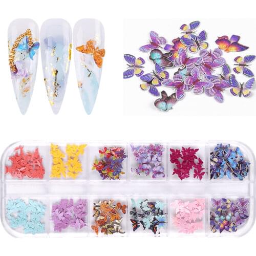 New 100 Pcs Butterfly Sequins 3D Nail Art Decorations Emulational Design Japanese Style Manicure Design Accessories