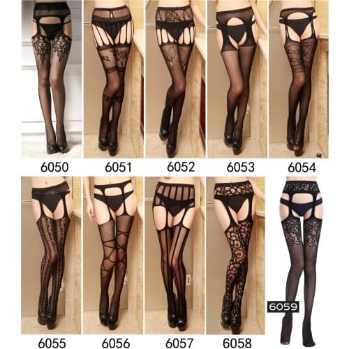 2020 Solid Stockings Women Sexy Thigh High Fishnet Nylon Long Socks Ladies Hollow Open Crotch Sexy Jacquard Lingerie Leggings