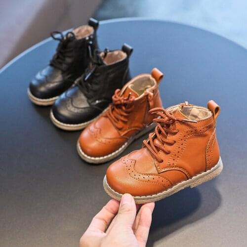 2020 Autumn Childrens Martin boots leather Boys girls Vintage leather boots baby boys shoes kids shoes