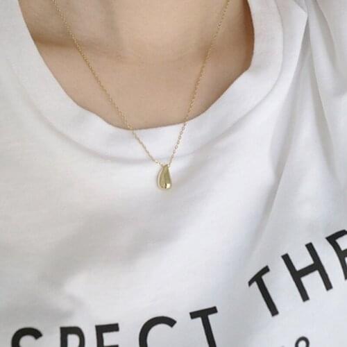 Water Drop Pendant Necklaces for Women Fashion Design Sense Korean Small Bean Silver Color Necklace Jewelry Collares