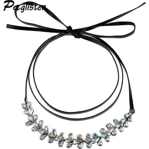 PAGlisten Fashion Jewelry Creative New Arrival Luxury Crystal Collar Choker Necklace Ribbon Chain Statement Jewelry ZA56