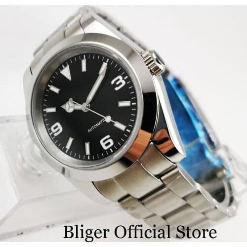 Polished Self Winding Men Watch BLIGER Nologo Dial MIYOTA Movement Mental Strap 39mm