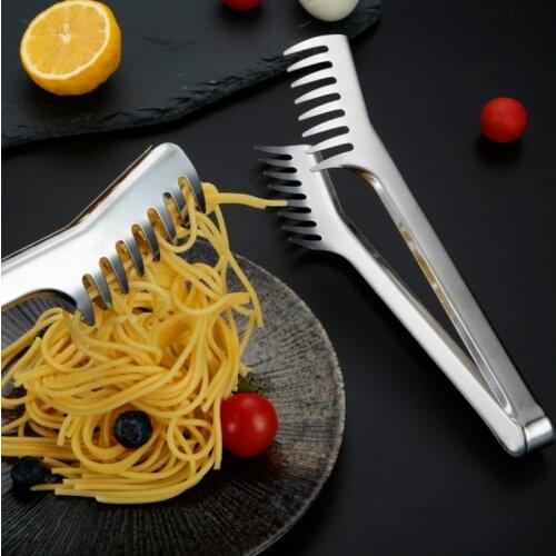 9 Inch Stainless Steel Noodle Tongs Pasta Spaghetti Tongs Food Clips Stainless Steel Handle Cooking Utensils Kitchen Accessories