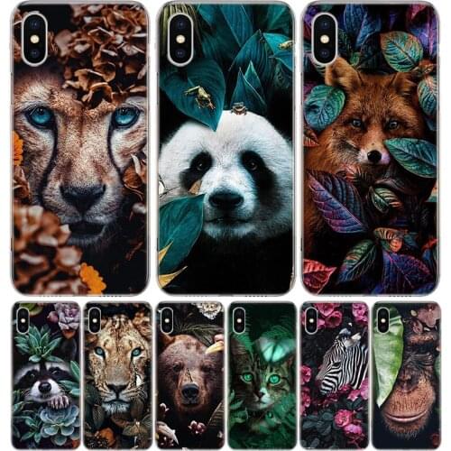 Panda Fox Cat In The Jungle Silicon Phone Case For Apple IPhone 11 12 Pro X XR XS Max 7 8 6 6S Plus 7G 6G 5S SE + Pattern Cover