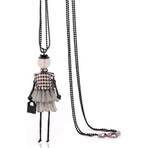Style fashion doll angel pendant long necklace statement jewelry lovely dress girl pendant choker women big necklace antique